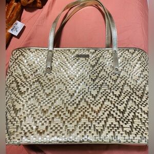 Kate Spade Metallic Gold Woven Tote